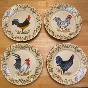 Set of 4 Rooster plates